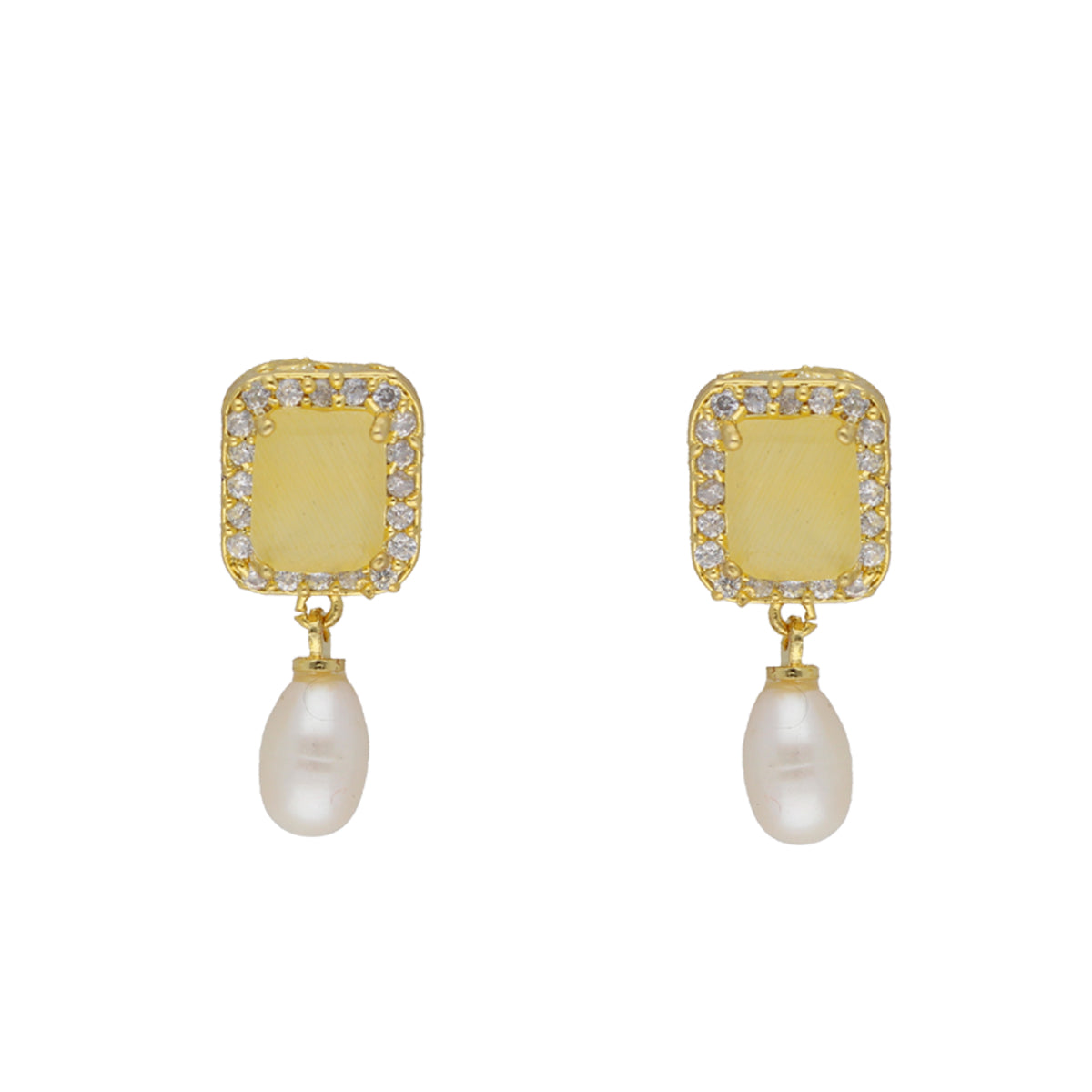 J Pearls Daksina 1 Line Square Pearl Set - Real Pearl Jewelry | Grocsy