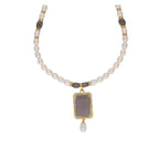 J Pearls Abarna 1 Line Square Pearl Set - Real Pearl Jewelry | Grocsy