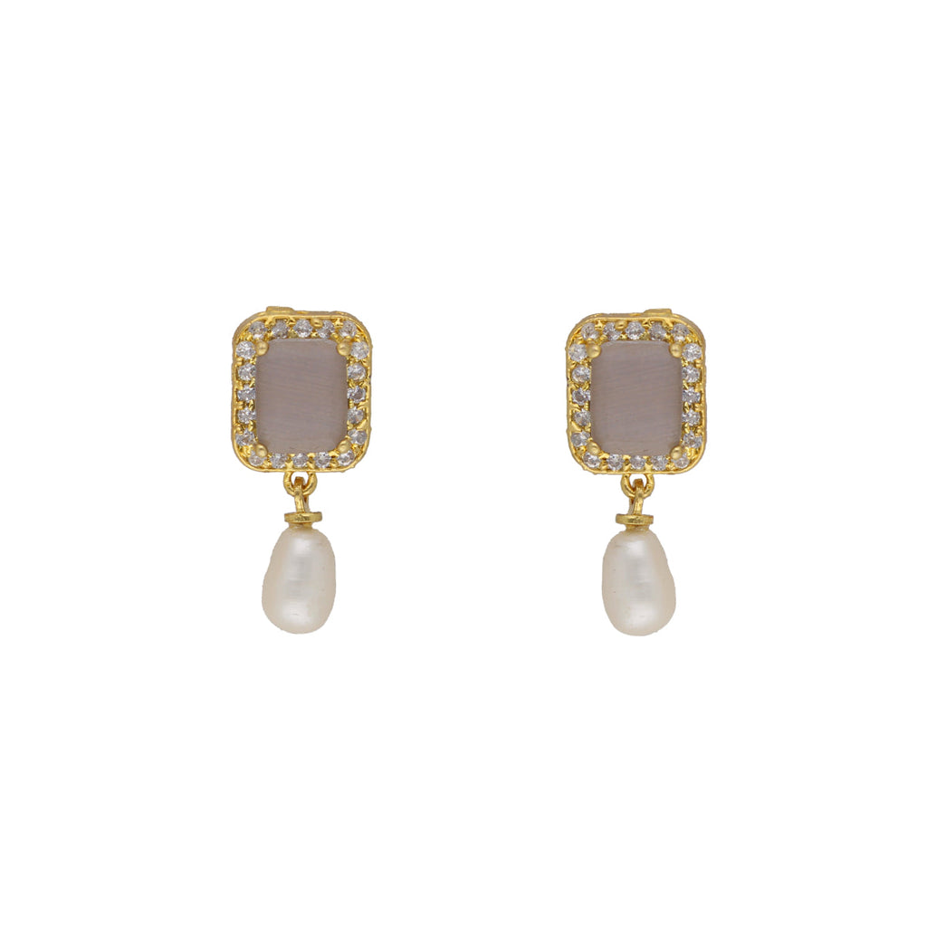 J Pearls Abarna 1 Line Square Pearl Set - Real Pearl Jewelry | Grocsy