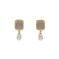 J Pearls Abarna 1 Line Square Pearl Set - Real Pearl Jewelry | Grocsy