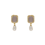 J Pearls Abarna 1 Line Square Pearl Set - Real Pearl Jewelry | Grocsy