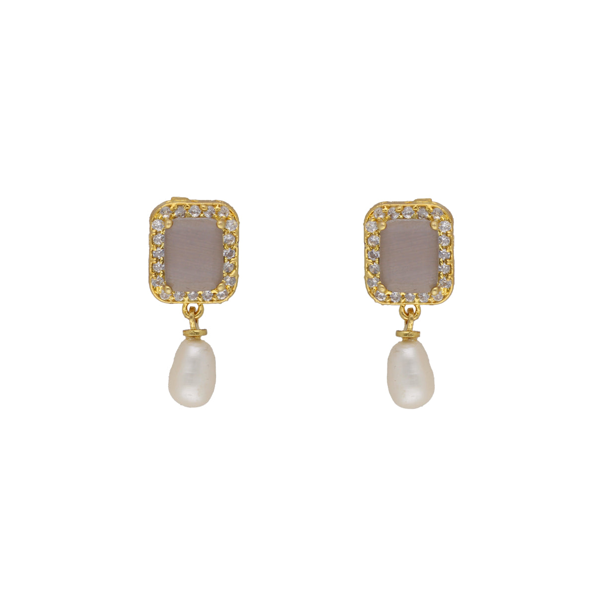 J Pearls Abarna 1 Line Square Pearl Set - Real Pearl Jewelry | Grocsy