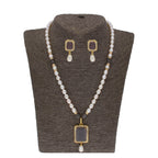 J Pearls Abarna 1 Line Square Pearl Set - Real Pearl Jewelry | Grocsy