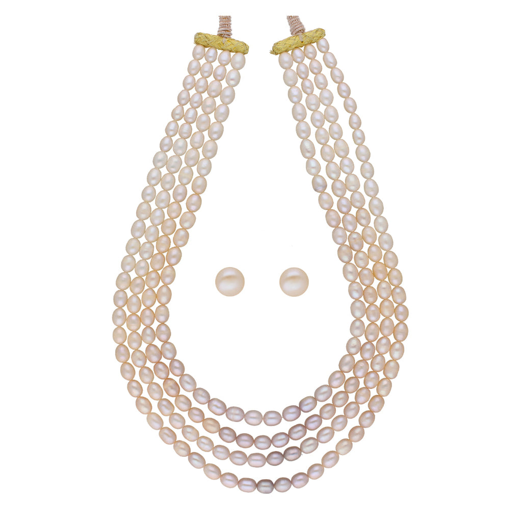 J Pearls Tulsi 4 Lines Pearl Necklaces - Real Pearl Jewelry | Grocsy