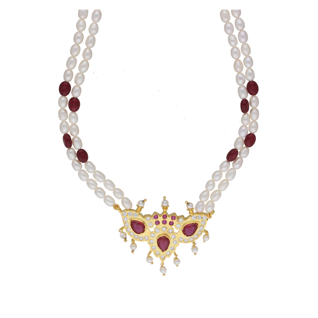 J Pearls Abharika 2 Lines Oval Pearl Necklaces - Real Pearl Jewelry | Grocsy