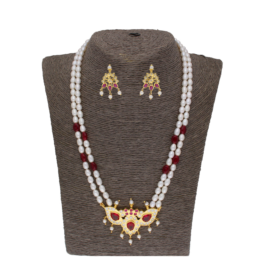 J Pearls Abharika 2 Lines Oval Pearl Necklaces - Real Pearl Jewelry | Grocsy