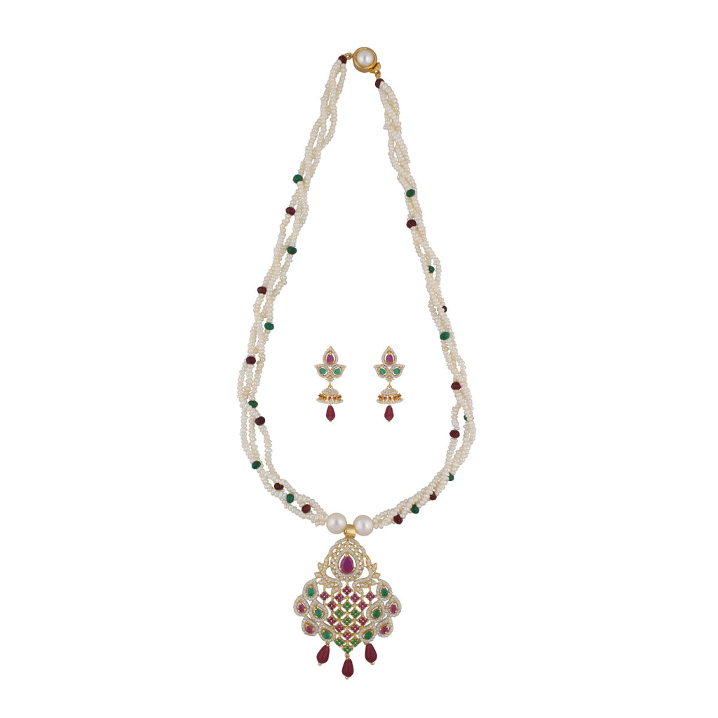 J Pearls Gamini 3 Lines Seed Pearl Necklaces - Real Pearl Jewelry | Grocsy