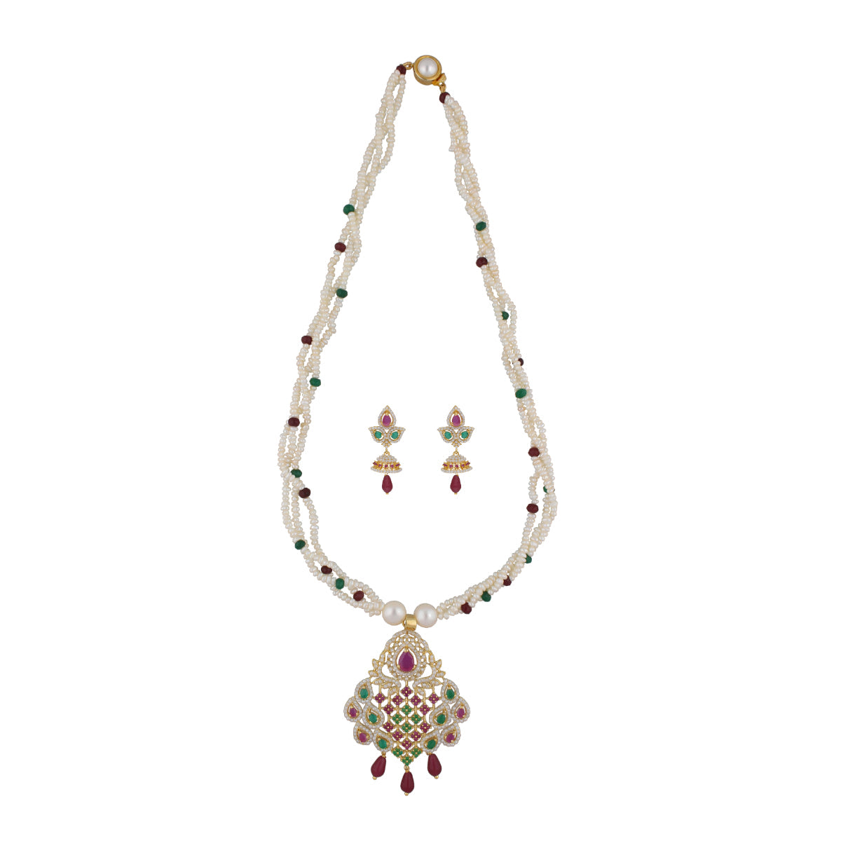 J Pearls Gamini 3 Lines Seed Pearl Necklaces - Real Pearl Jewelry | Grocsy