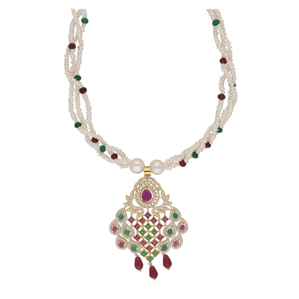 J Pearls Gamini 3 Lines Seed Pearl Necklaces - Real Pearl Jewelry | Grocsy