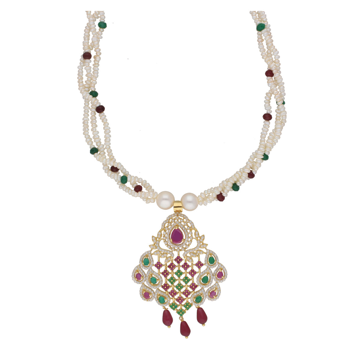 J Pearls Gamini 3 Lines Seed Pearl Necklaces - Real Pearl Jewelry | Grocsy