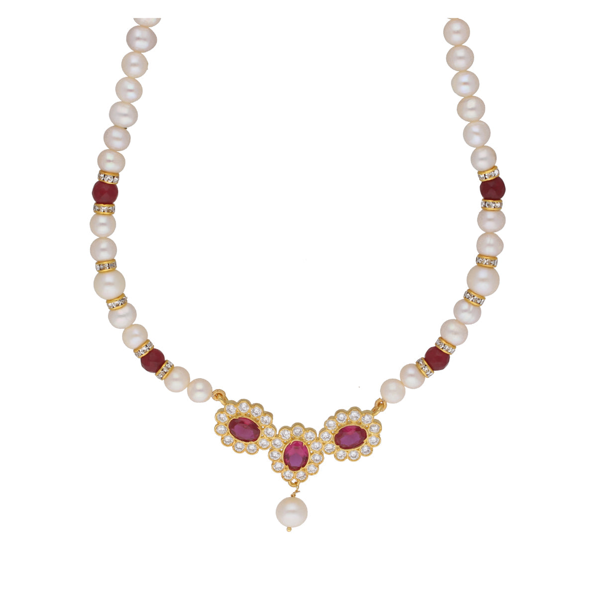 J Pearls Januja 1 Line Round Pearl Necklaces - Real Pearl Jewelry | Grocsy