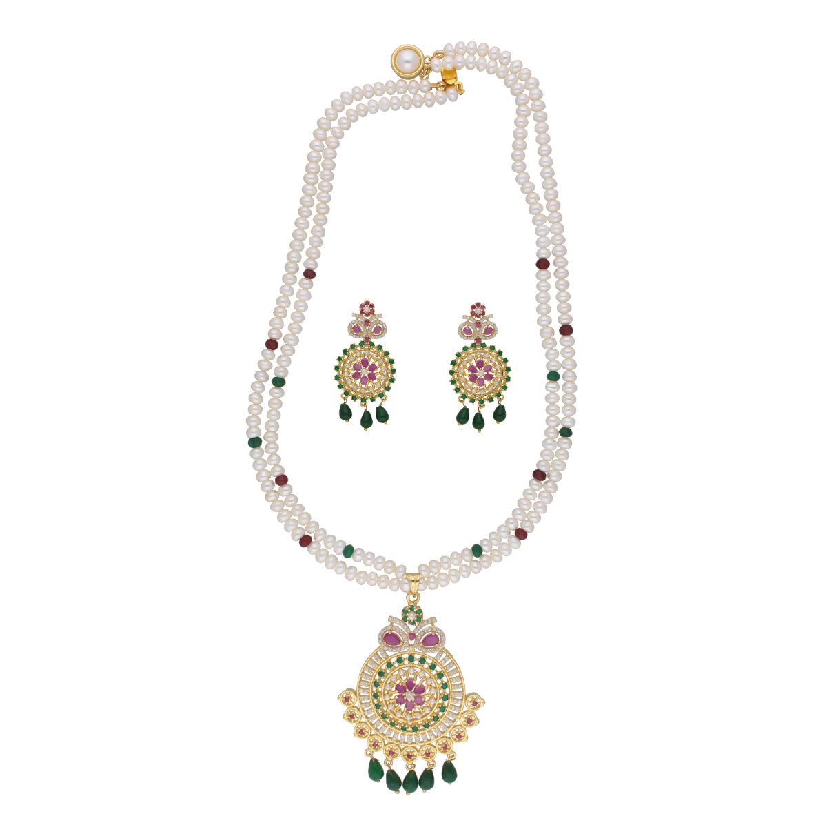 J Pearls Kashika 2 Lines Round Pearl Necklaces - Real Pearl Jewelry | Grocsy