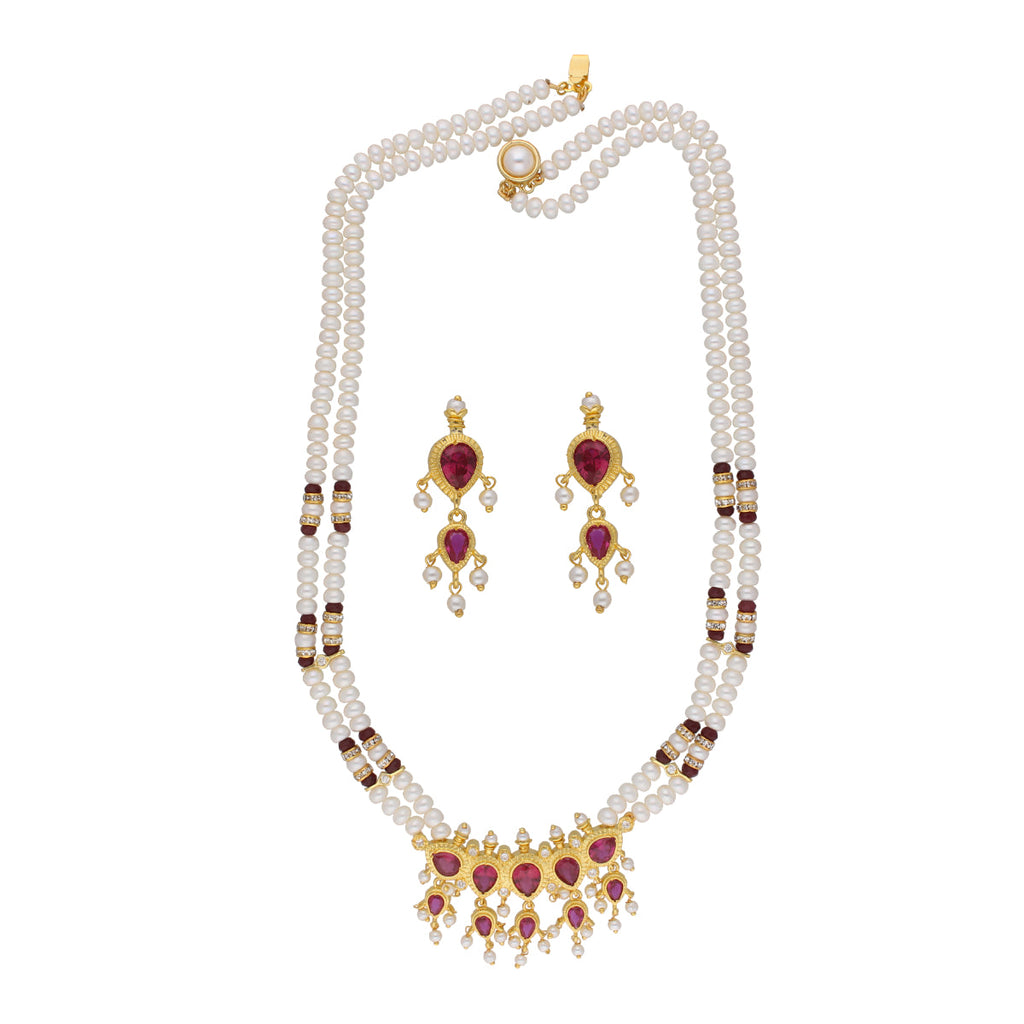 J Pearls Lajita 2 Lines Oval Pearl Necklaces - Real Pearl Jewelry | Grocsy