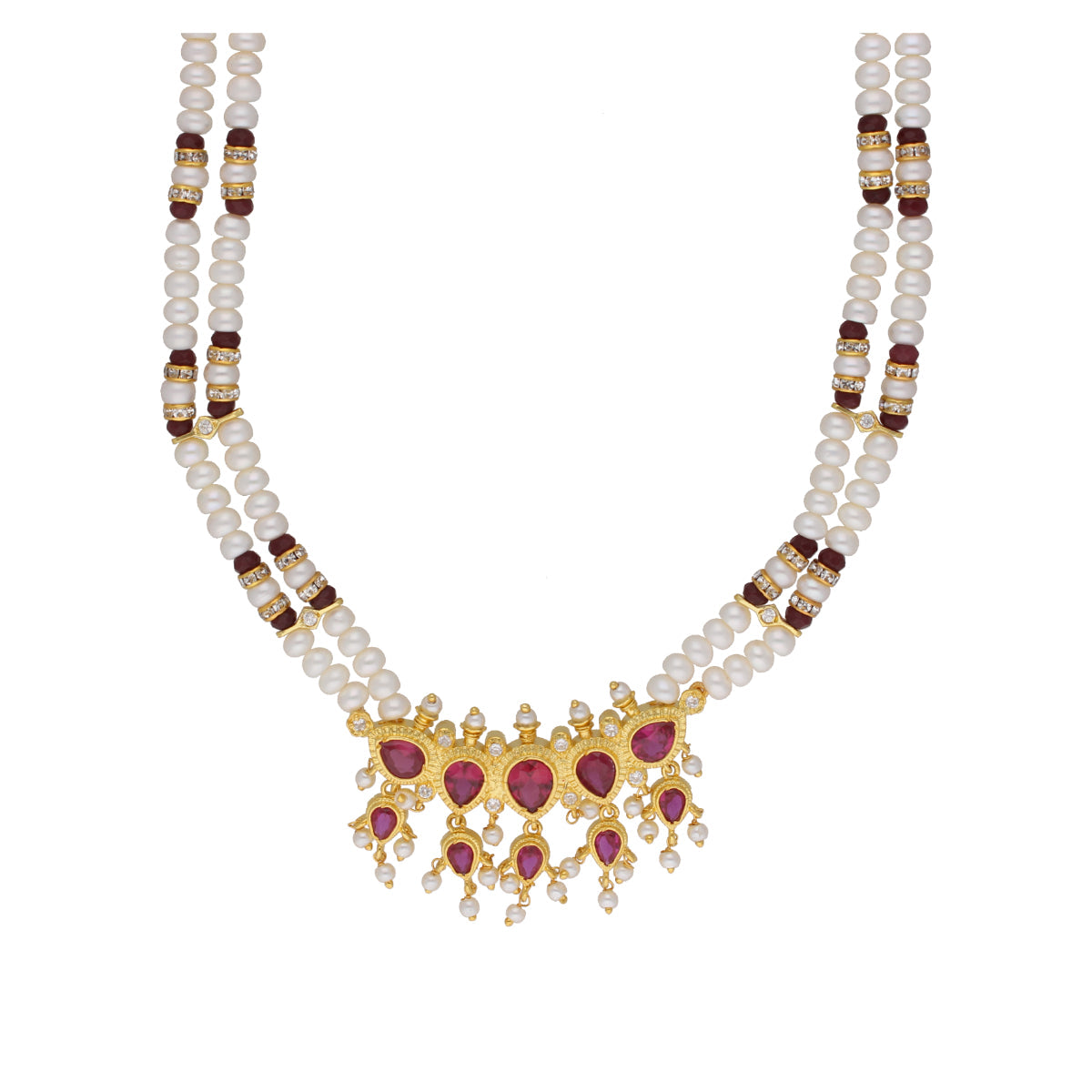 J Pearls Lajita 2 Lines Oval Pearl Necklaces - Real Pearl Jewelry | Grocsy