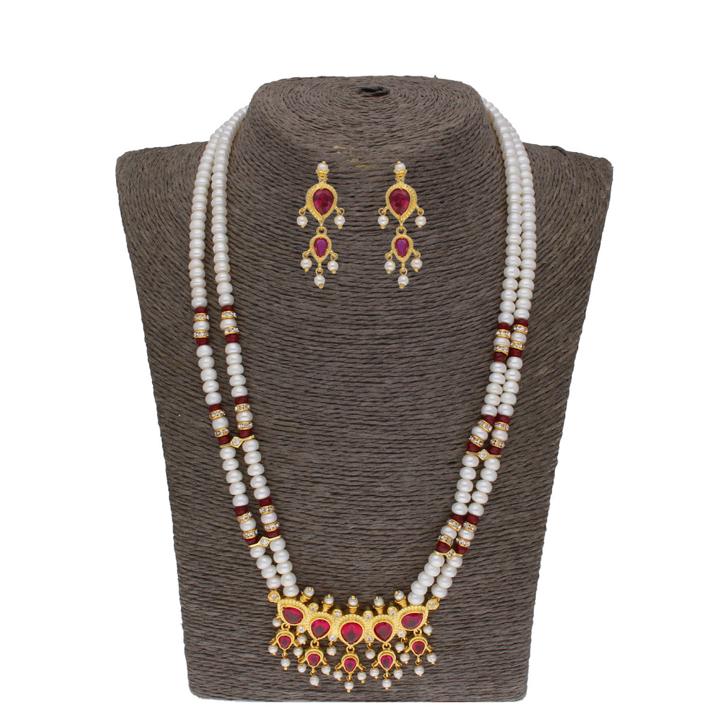 J Pearls Lajita 2 Lines Oval Pearl Necklaces - Real Pearl Jewelry | Grocsy