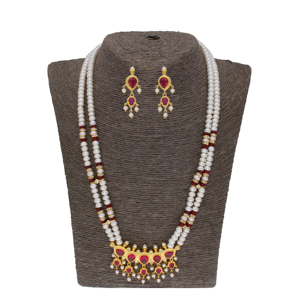 J Pearls Lajita 2 Lines Oval Pearl Necklaces - Real Pearl Jewelry | Grocsy