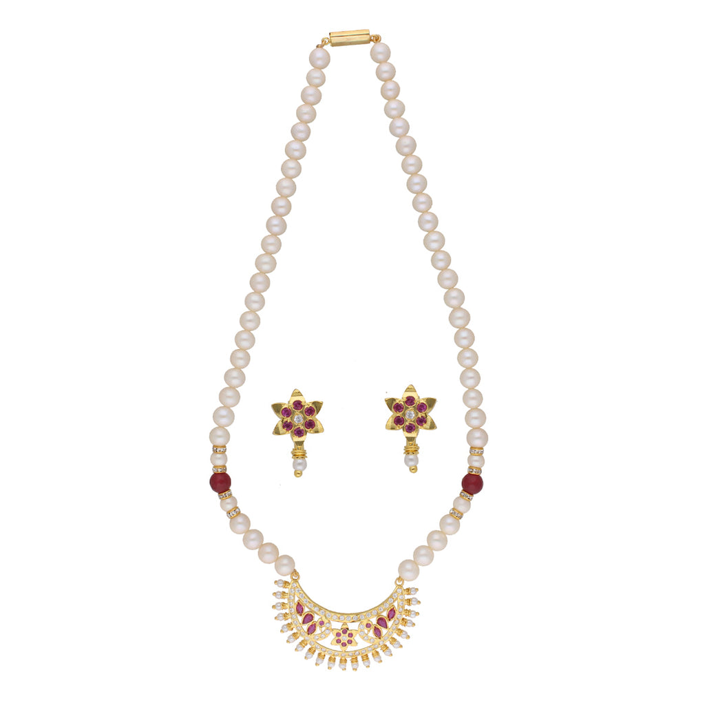 J Pearls Qayanat 1 Line Oval Pearl Necklaces - Real Pearl Jewelry | Grocsy