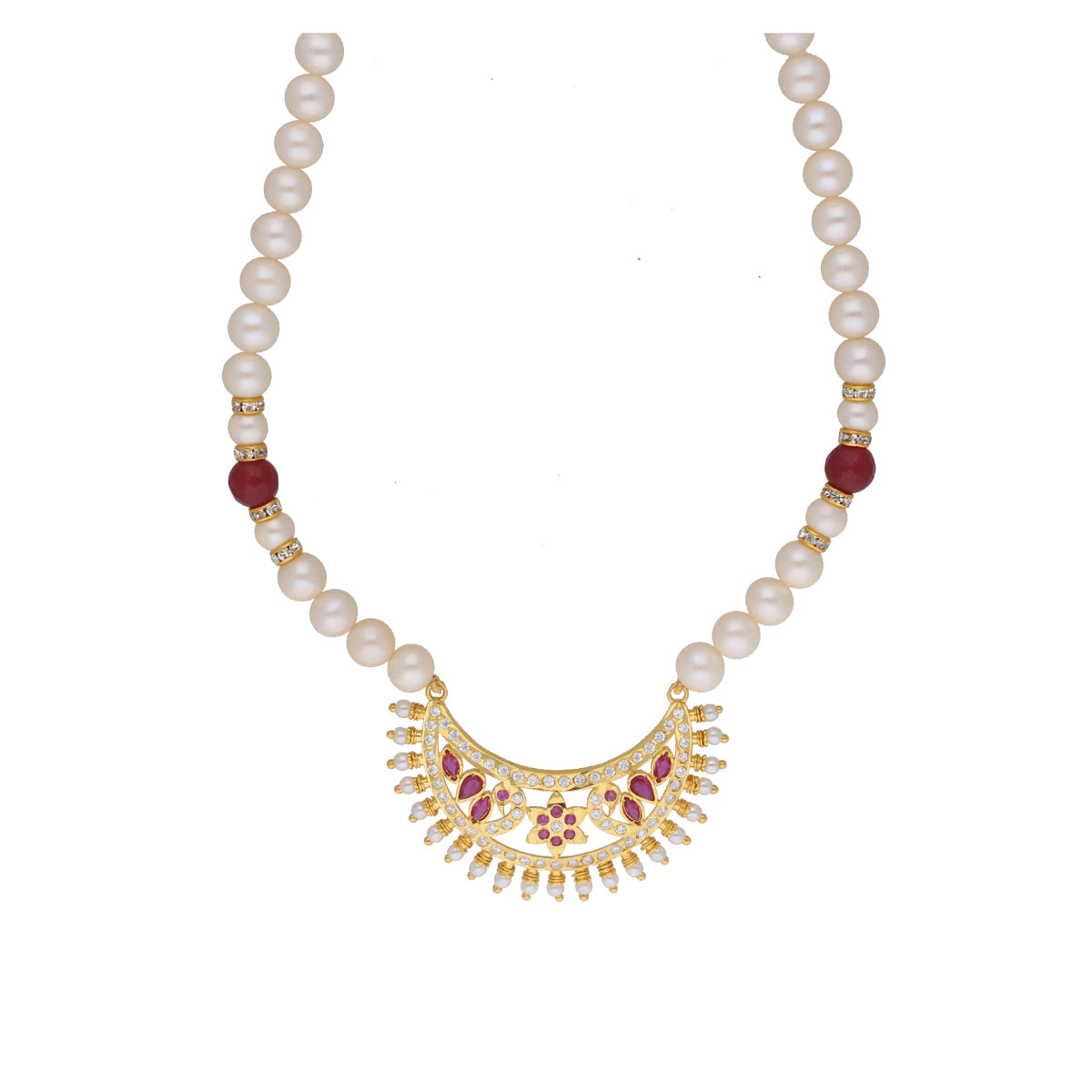 J Pearls Qayanat 1 Line Oval Pearl Necklaces - Real Pearl Jewelry | Grocsy