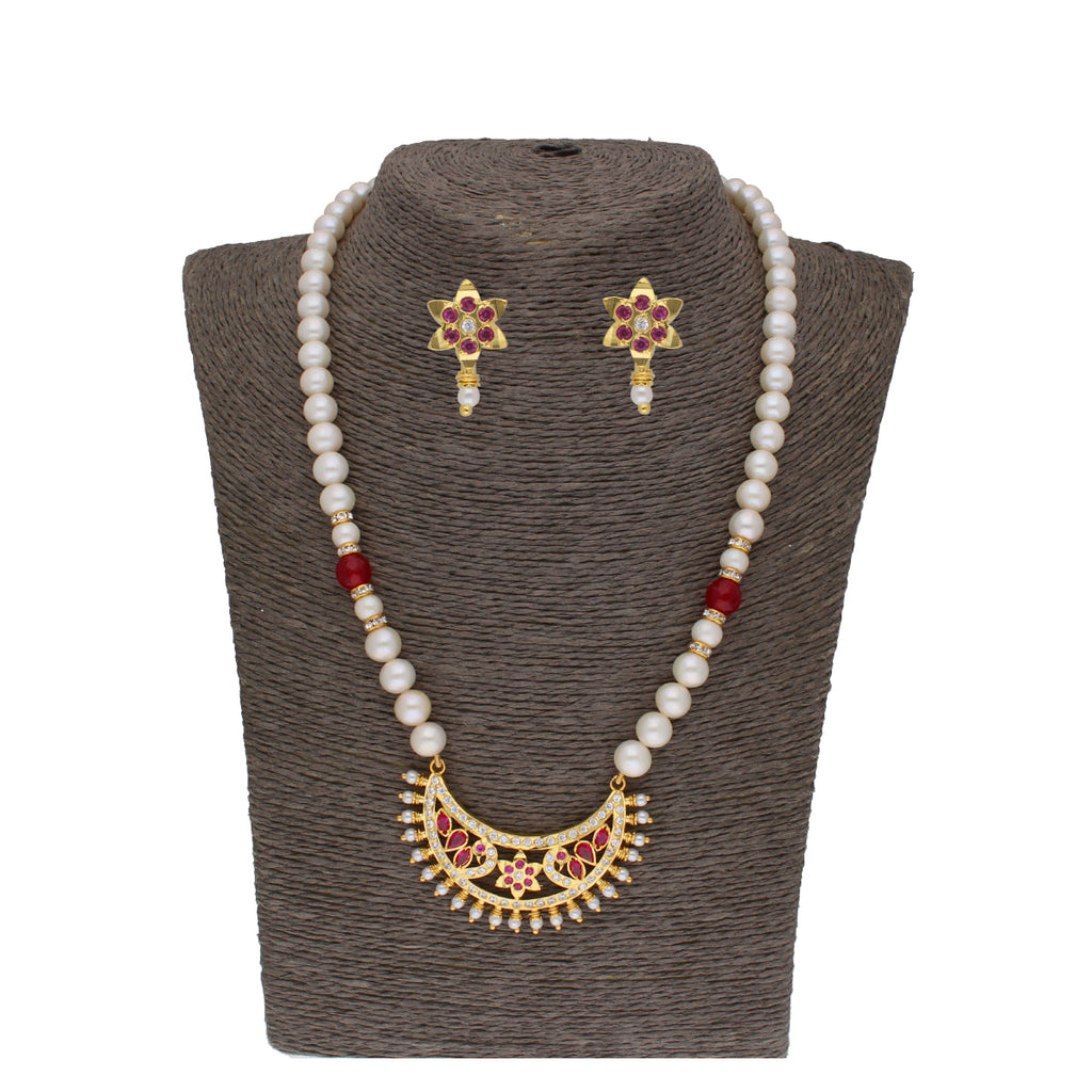 J Pearls Qayanat 1 Line Oval Pearl Necklaces - Real Pearl Jewelry | Grocsy