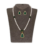 J Pearls Saanvi 1 Line Oval Pearl Set - Real Pearl Jewelry