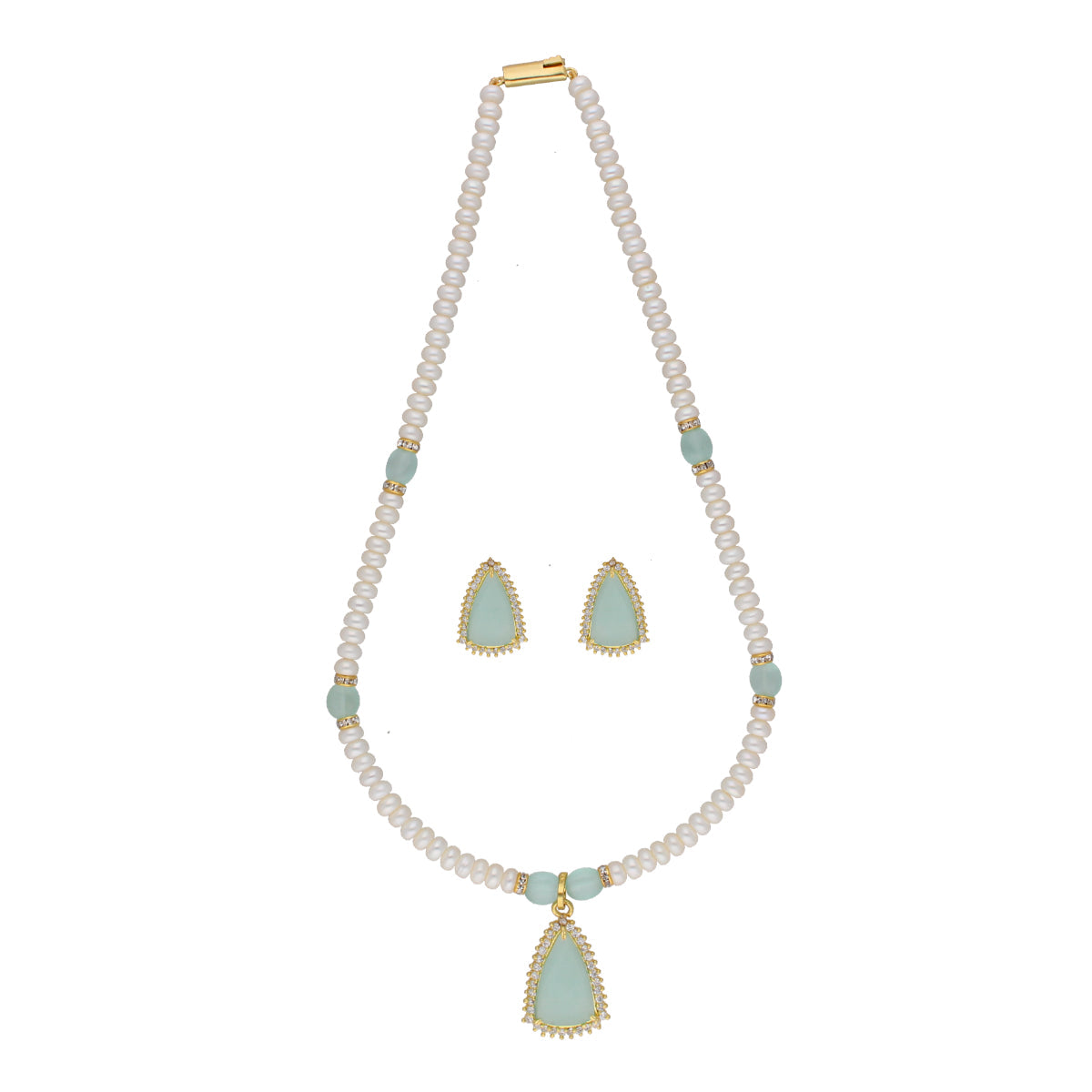 J Pearls Cancala 1 Line Button Pearl Set - Real Pearl Jewelry | Grocsy