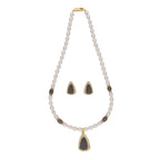 J Pearls Riya 1 Line Oval Pearl Set - Real Pearl Jewelry | Grocsy