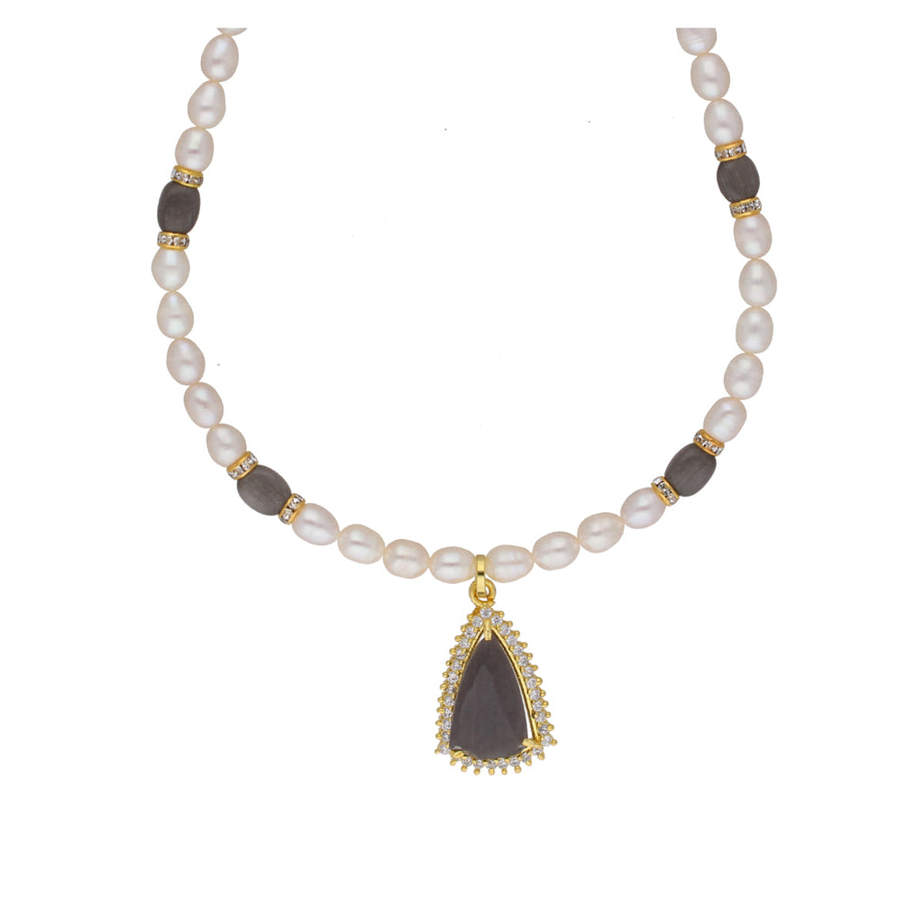 J Pearls Riya 1 Line Oval Pearl Set - Real Pearl Jewelry | Grocsy