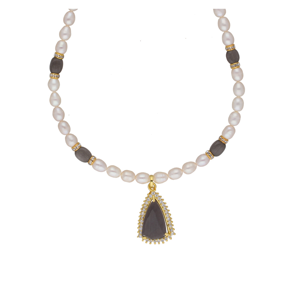 J Pearls Riya 1 Line Oval Pearl Set - Real Pearl Jewelry | Grocsy