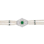 J Pearls Fatema 3 Lines Button Choker Set - Real Pearl Jewelry | Grocsy