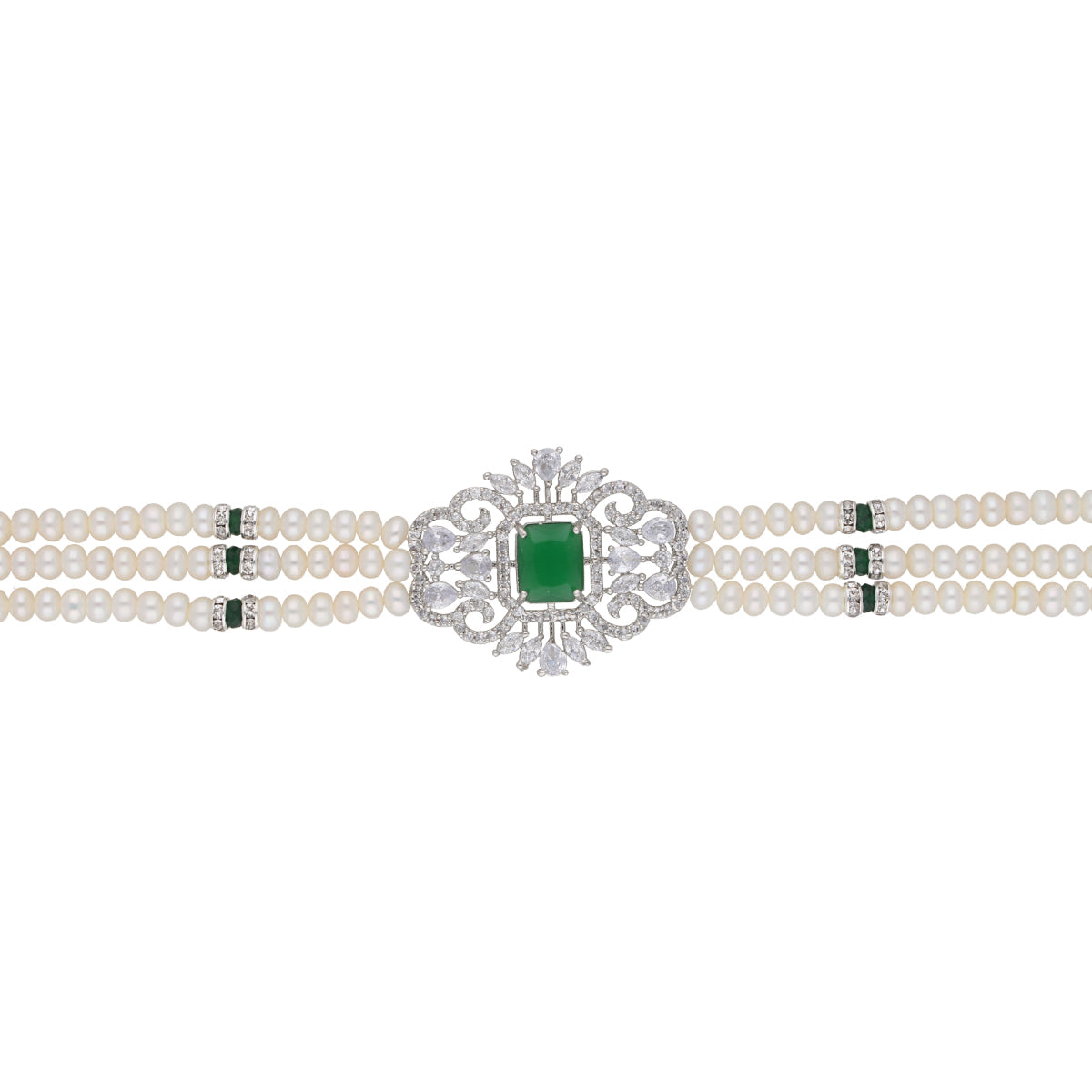 J Pearls Fatema 3 Lines Button Choker Set - Real Pearl Jewelry | Grocsy