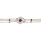 J Pearls Jabala 3 Lines Button Choker Set - Real Pearl Jewelry | Grocsy
