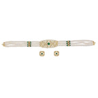 J Pearls Kavya 3 Lines Round Choker Set - Real Pearl Jewelry | Grocsy