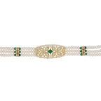 J Pearls Kavya 3 Lines Round Choker Set - Real Pearl Jewelry | Grocsy