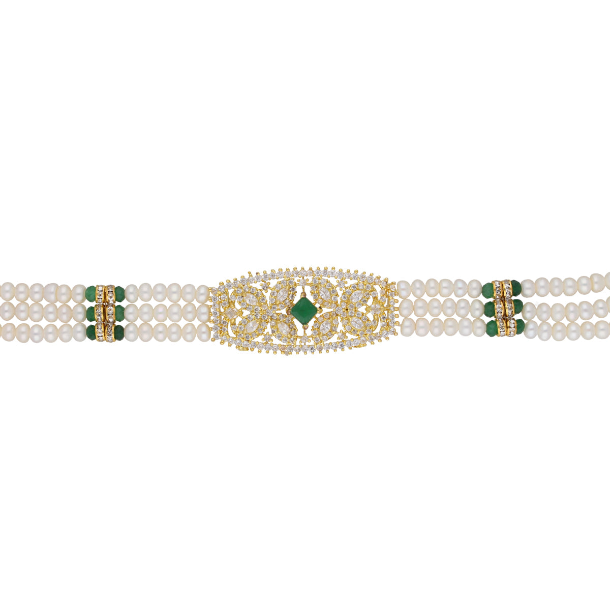 J Pearls Kavya 3 Lines Round Choker Set - Real Pearl Jewelry | Grocsy