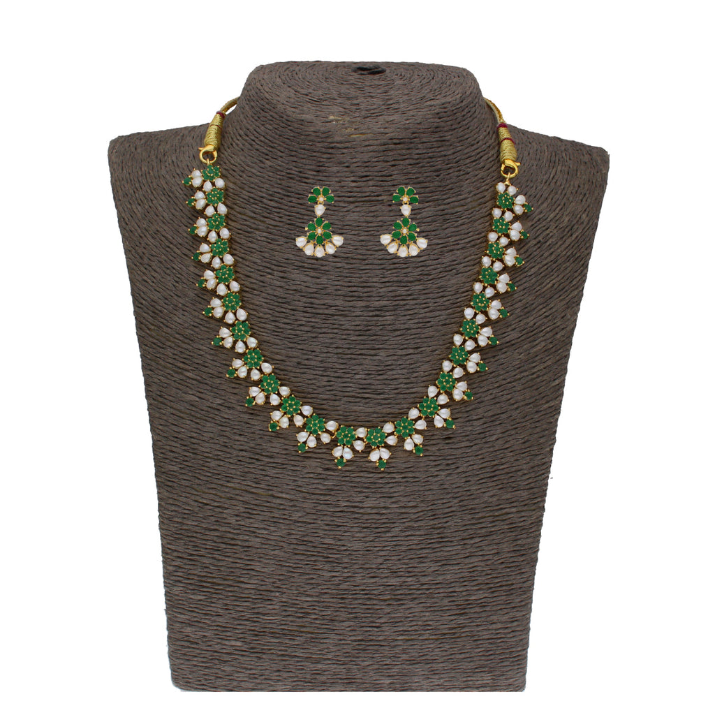 J Pearls Lopa 1 Line Oval Necklace Set - Real Pearl Jewelry | Grocsy