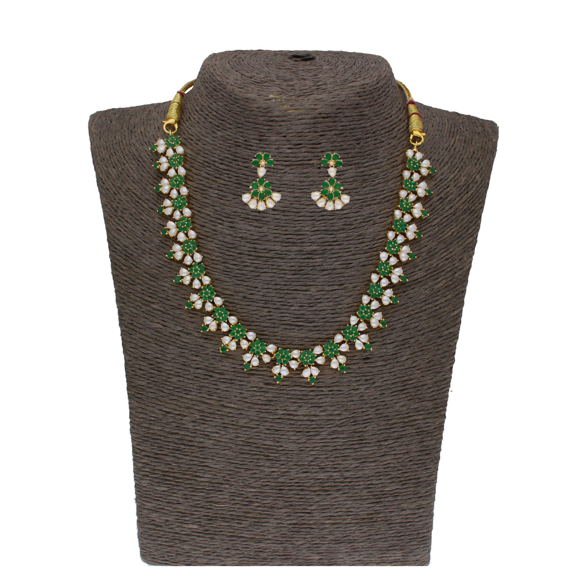 J Pearls Lopa 1 Line Oval Necklace Set - Real Pearl Jewelry | Grocsy