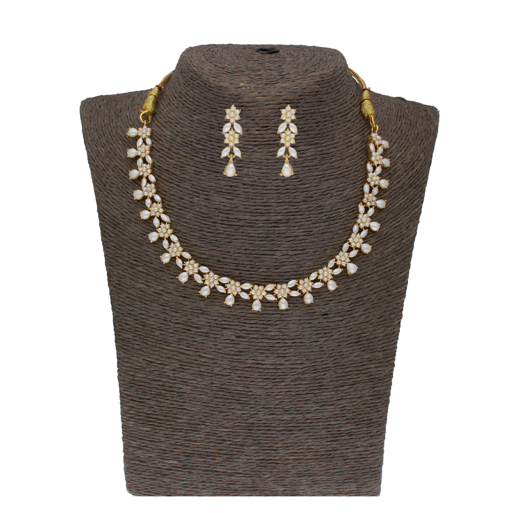 J Pearls Zara 1 Line Necklace Set - Real Pearl Jewelry