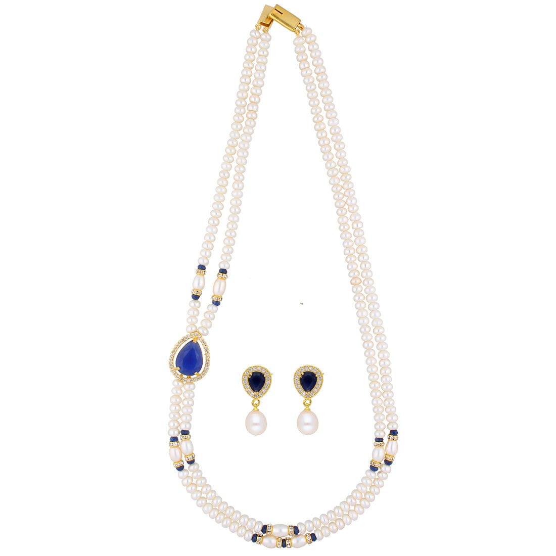 J Pearls Striking 2 String Necklace Set - Real Pearl Jewelry | Grocsy