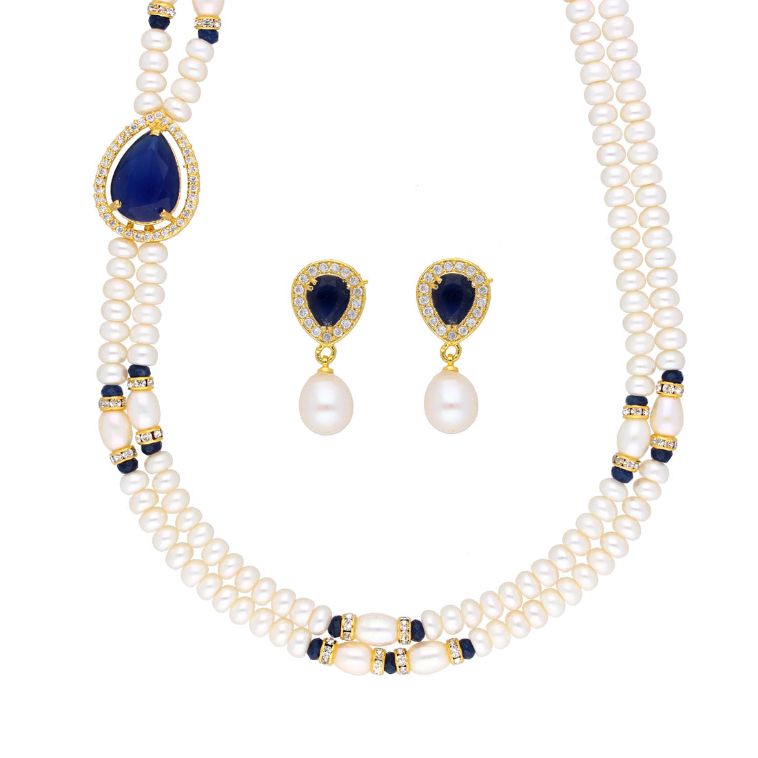 J Pearls Striking 2 String Necklace Set - Real Pearl Jewelry | Grocsy