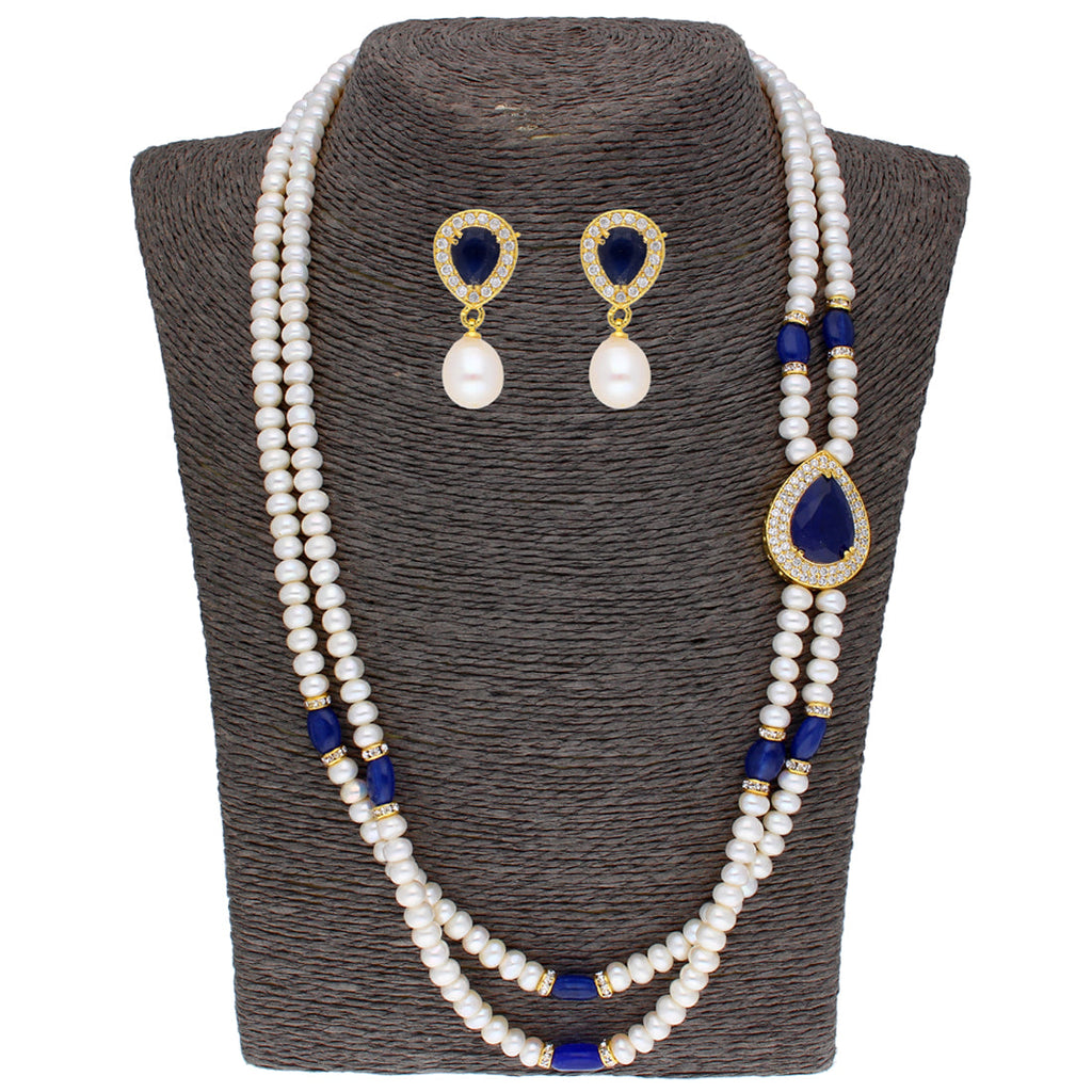 J Pearls Striking 2 String Necklace Set - Real Pearl Jewelry | Grocsy