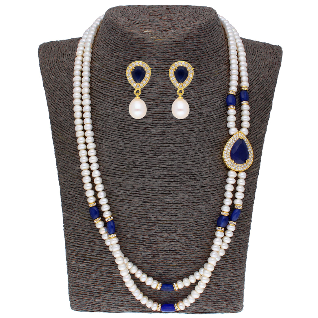 J Pearls Striking 2 String Necklace Set - Real Pearl Jewelry | Grocsy