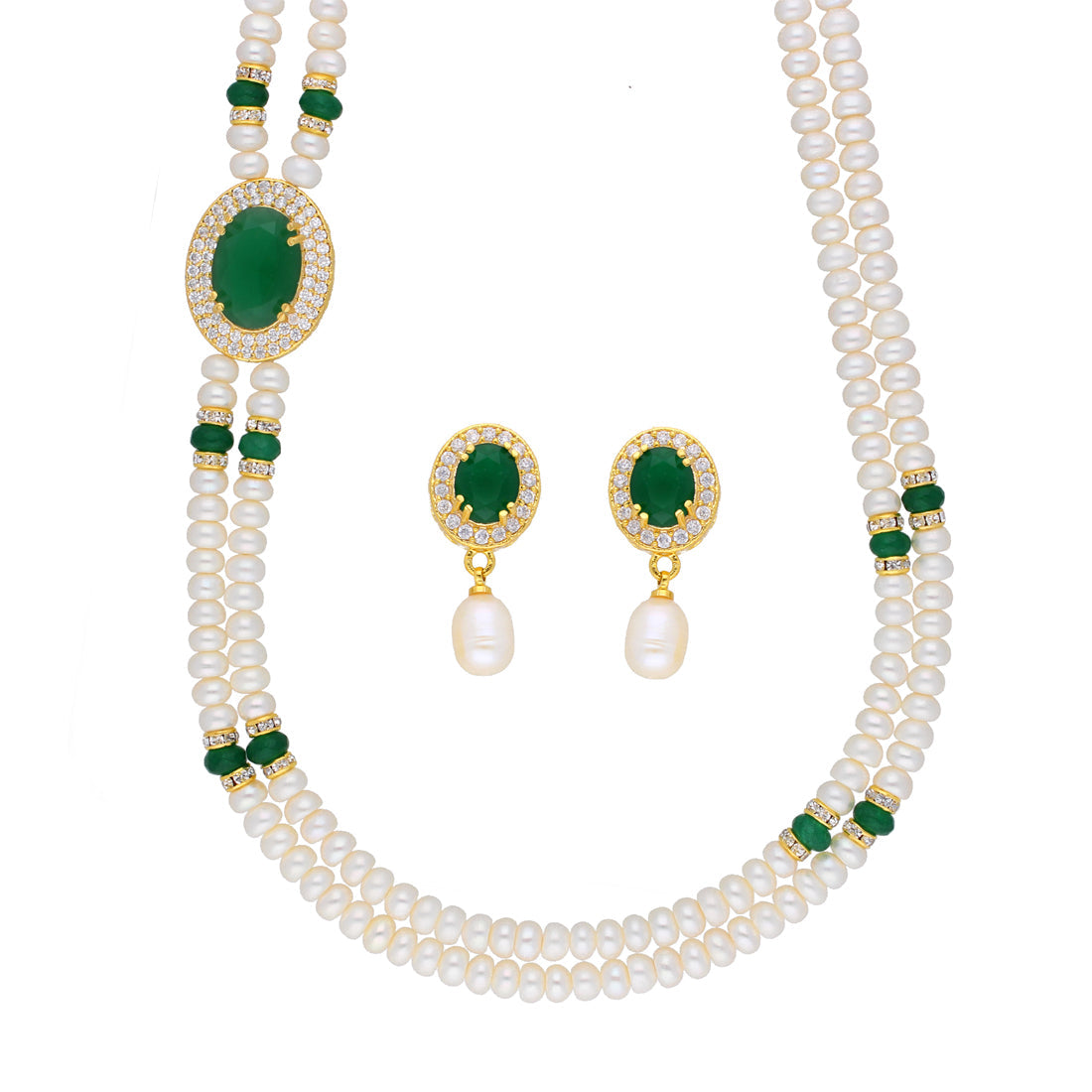 J Pearls Prominent 2 String Necklace Set - Real Pearl Jewelry | Grocsy