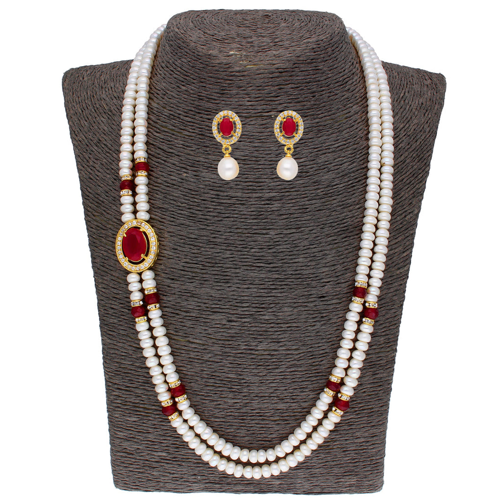 J Pearls Prominent 2 String Necklace Set - Real Pearl Jewelry | Grocsy