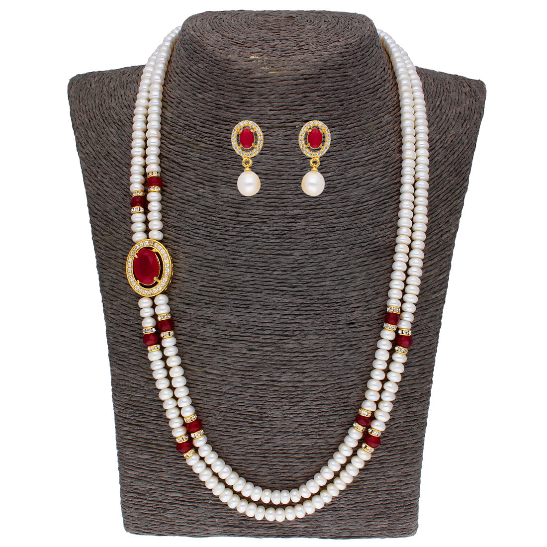 J Pearls Prominent 2 String Necklace Set - Real Pearl Jewelry | Grocsy