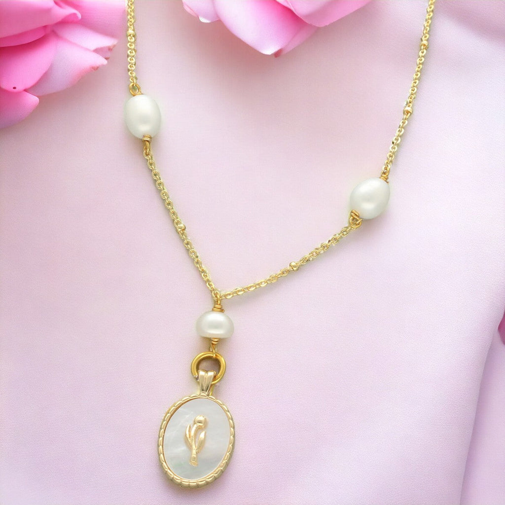 J Pearls Flower Oval Pearl Pendant Set | Grocsy