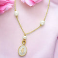 J Pearls Flower Oval Pearl Pendant Set | Grocsy