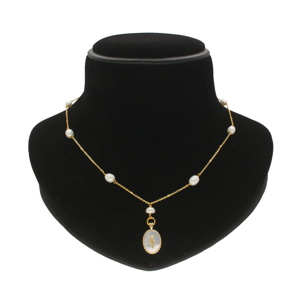 J Pearls Flower Oval Pearl Pendant Set | Grocsy