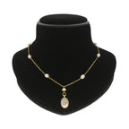 J Pearls Flower Oval Pearl Pendant Set | Grocsy