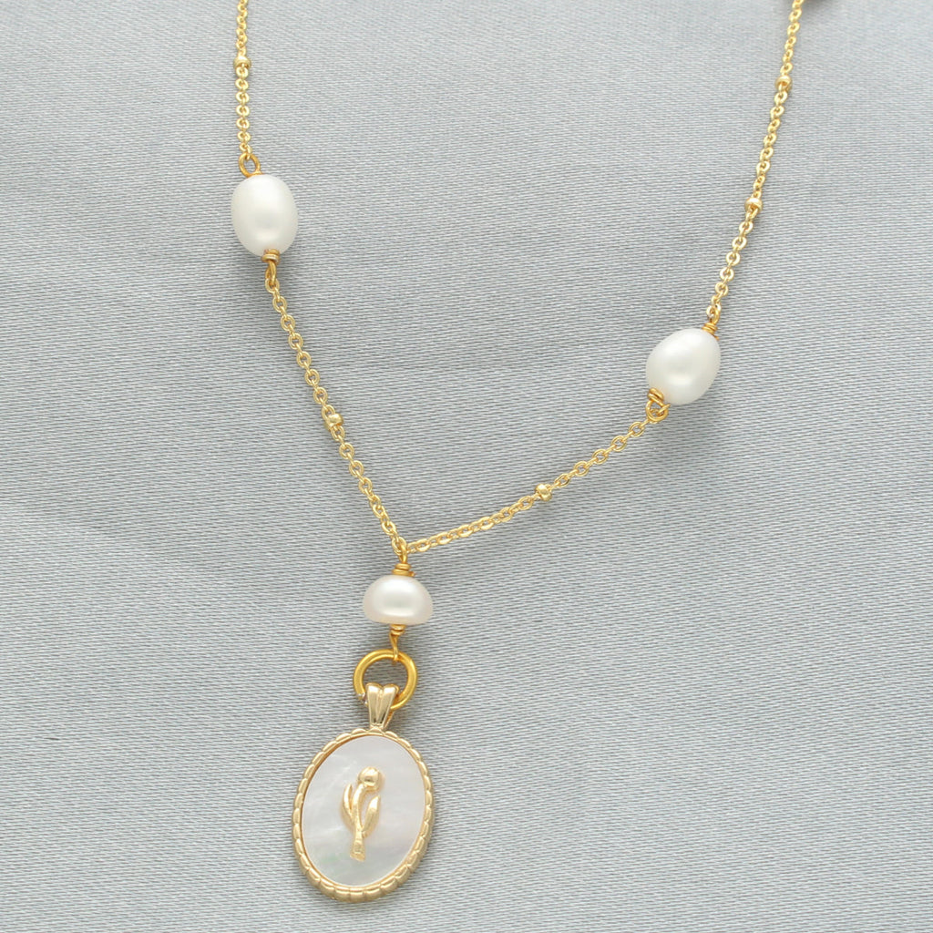J Pearls Flower Oval Pearl Pendant Set | Grocsy