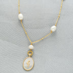 J Pearls Flower Oval Pearl Pendant Set | Grocsy
